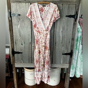 Pretty Garden Floral V-Neck Wrap Dress